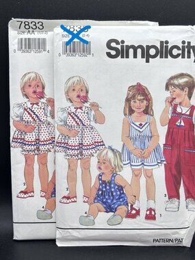 Simplicity 7833 “Dress,Jumpsuit ,Bloomers” (Size AA) Sewing Pattern Uncut FF